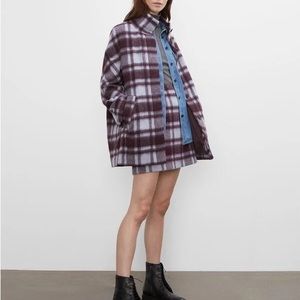 Club Monaco Plush Plaid Cocoon Coat，size M